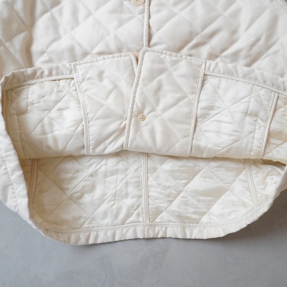 Ralph Lauren Quilted Jacket XL Womens Cream Diamond Stitch Gold Chain Trim Coat - Picture 5 of 9